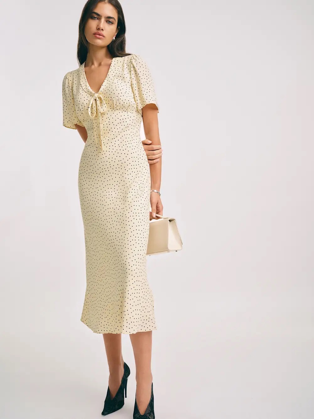 Reformation Tyra Dress In salt and pepper, NEW WITHOUT TAGS, NEVER WORN,NO FLAWS